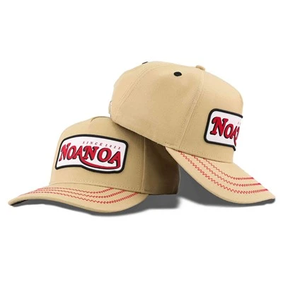 Cap pêl fas khaki label gwehyddu arddull achlysurol
