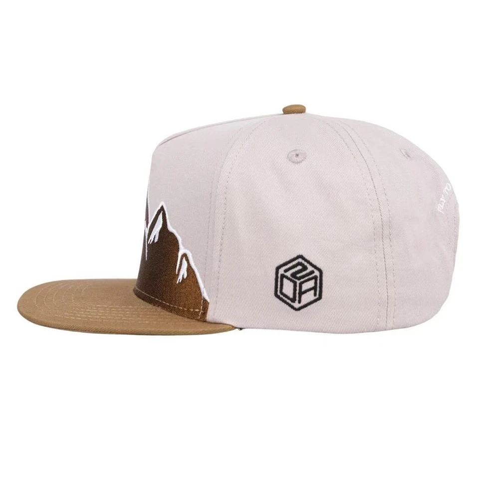 5 Panel Snapback Caps With Flat Embroidery And Cotton Fabric