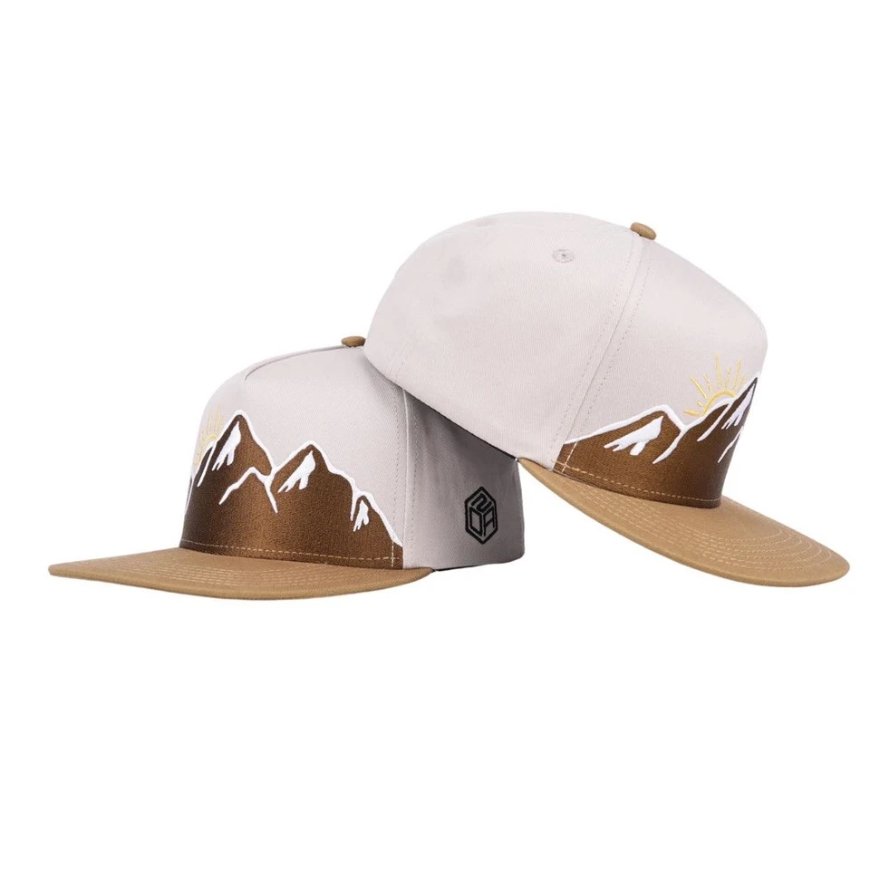 5 Cap Snapback Panel gyda brodwaith gwastad a ffabrig cotwm