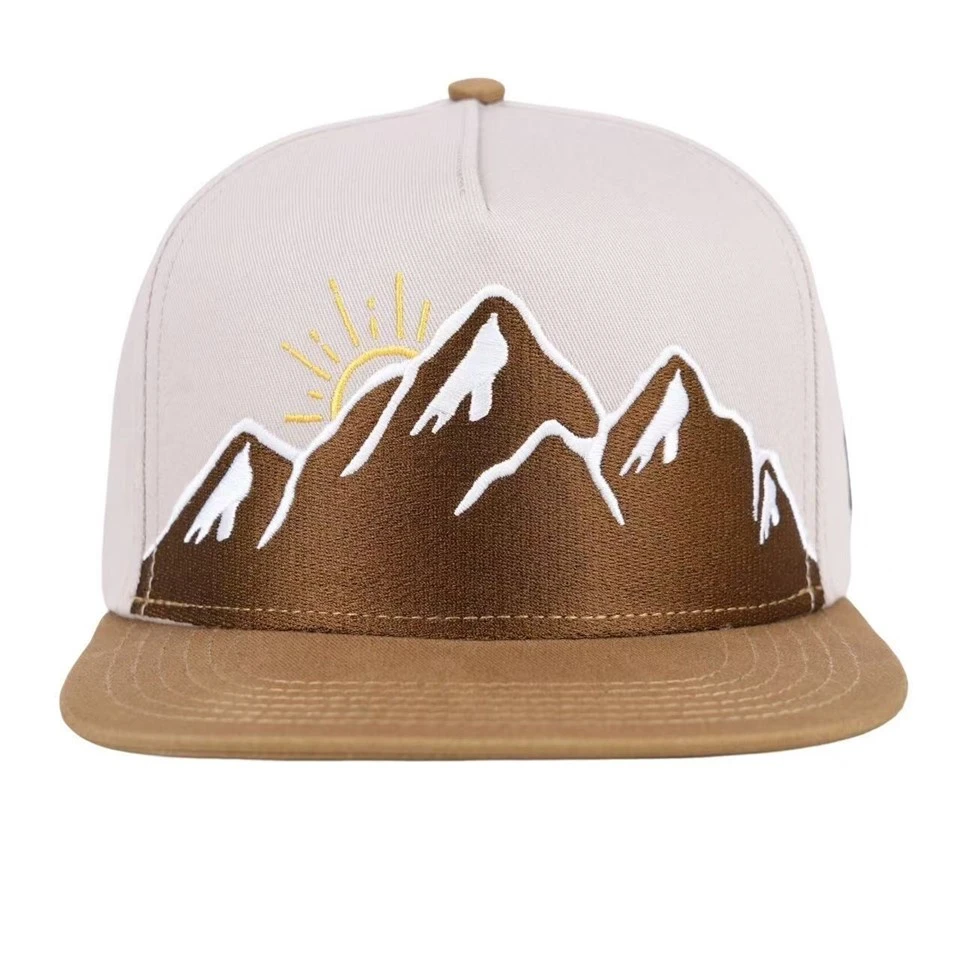 5 Panel Snapback Caps With Flat Embroidery And Cotton Fabric